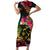 Hawaii Turtle Day Family Matching Short Sleeve Bodycon Dress and Hawaiian Shirt Polynesian Tattoo and Hibiscus Flowers