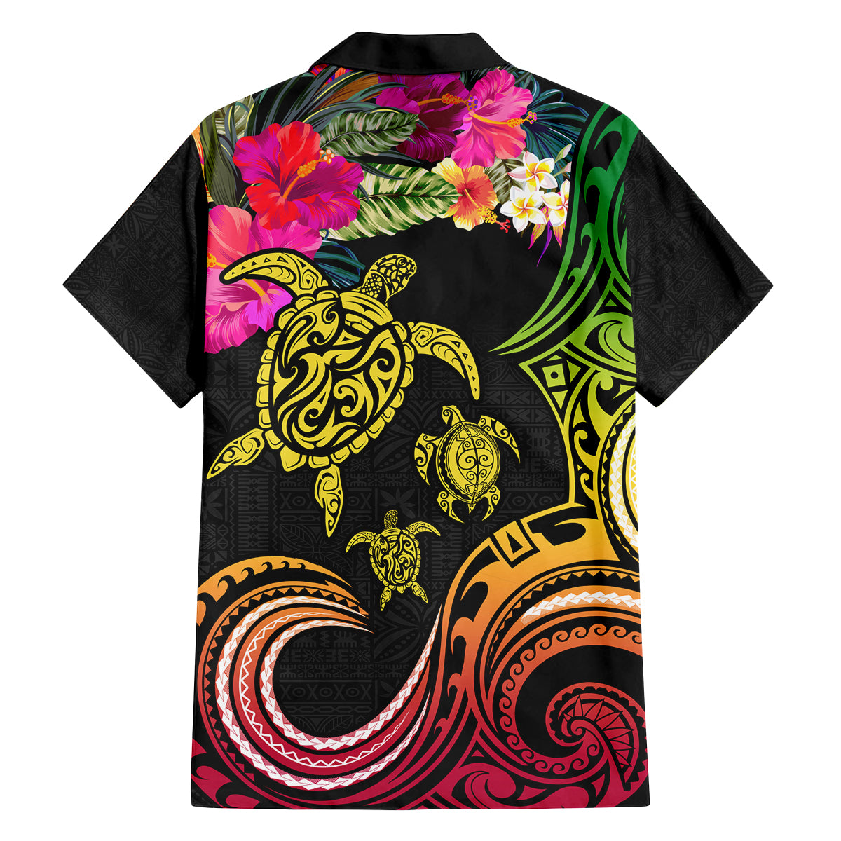 Hawaii Turtle Day Family Matching Tank Maxi Dress and Hawaiian Shirt Polynesian Tattoo and Hibiscus Flowers
