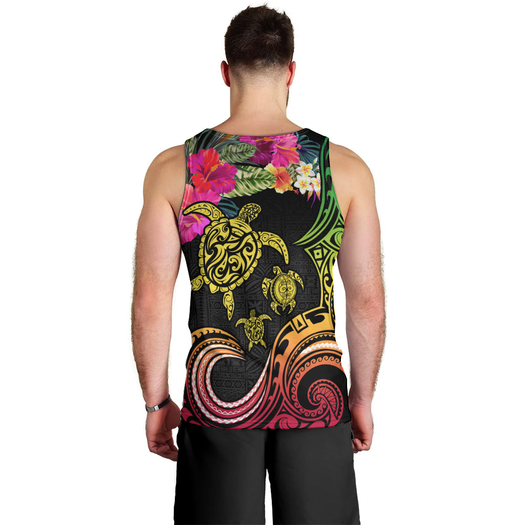 Hawaii Turtle Day Men Tank Top Polynesian Tattoo and Hibiscus Flowers LT03 - Polynesian Pride