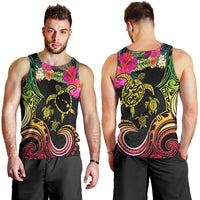 Hawaii Turtle Day Men Tank Top Polynesian Tattoo and Hibiscus Flowers LT03 - Polynesian Pride