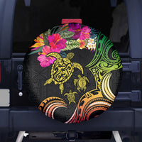 Hawaii Turtle Day Spare Tire Cover Polynesian Tattoo and Hibiscus Flowers LT03 - Polynesian Pride