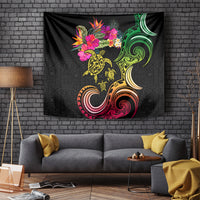 Hawaii Turtle Day Tapestry Polynesian Tattoo and Hibiscus Flowers LT03 - Polynesian Pride