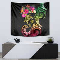 Hawaii Turtle Day Tapestry Polynesian Tattoo and Hibiscus Flowers LT03 - Polynesian Pride