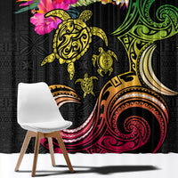 Hawaii Turtle Day Window Curtain Polynesian Tattoo and Hibiscus Flowers LT03 - Polynesian Pride