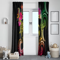 Hawaii Turtle Day Window Curtain Polynesian Tattoo and Hibiscus Flowers LT03 - Polynesian Pride