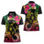 Hawaii Turtle Day Women Polo Shirt Polynesian Tattoo and Hibiscus Flowers