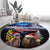 New Zealand and Australia Merry Christmas Round Carpet Kiwi Bird and Kangaroo Xmas Vibe