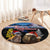 New Zealand and Australia Merry Christmas Round Carpet Kiwi Bird and Kangaroo Xmas Vibe