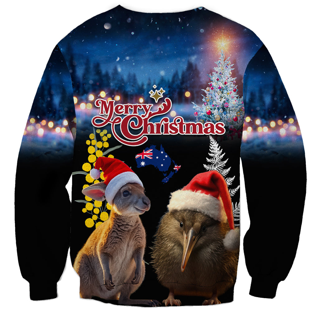 New Zealand and Australia Merry Christmas Sweatshirt Kiwi Bird and Kangaroo Xmas Vibe