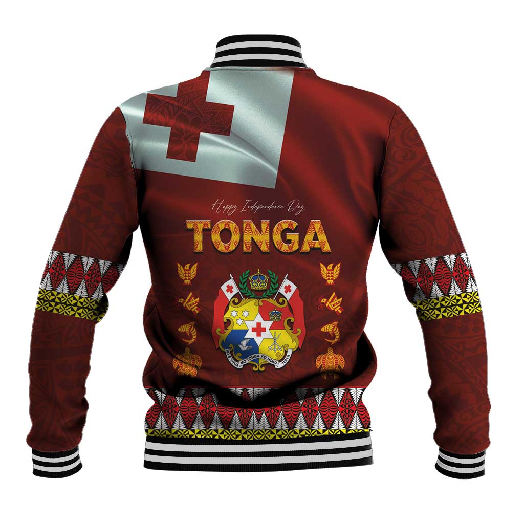 Tonga Independence Day Baseball Jacket National Flag and Emblem with Ngatu Art Pattern LT03 - Polynesian Pride