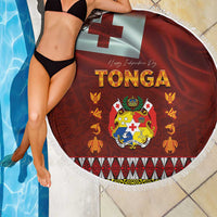 Tonga Independence Day Beach Blanket National Flag and Emblem with Ngatu Art Pattern LT03 - Polynesian Pride