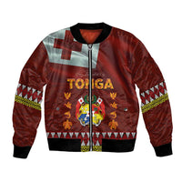 Tonga Independence Day Bomber Jacket National Flag and Emblem with Ngatu Art Pattern