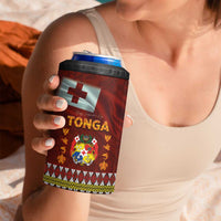 Tonga Independence Day 4 in 1 Can Cooler Tumbler National Flag and Emblem with Ngatu Art Pattern LT03 - Polynesian Pride