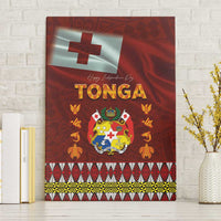 Tonga Independence Day Canvas Wall Art National Flag and Emblem with Ngatu Art Pattern LT03 Without Frame Red - Polynesian Pride