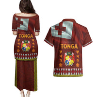Tonga Independence Day Couples Matching Puletasi and Hawaiian Shirt National Flag and Emblem with Ngatu Art Pattern LT03 - Polynesian Pride