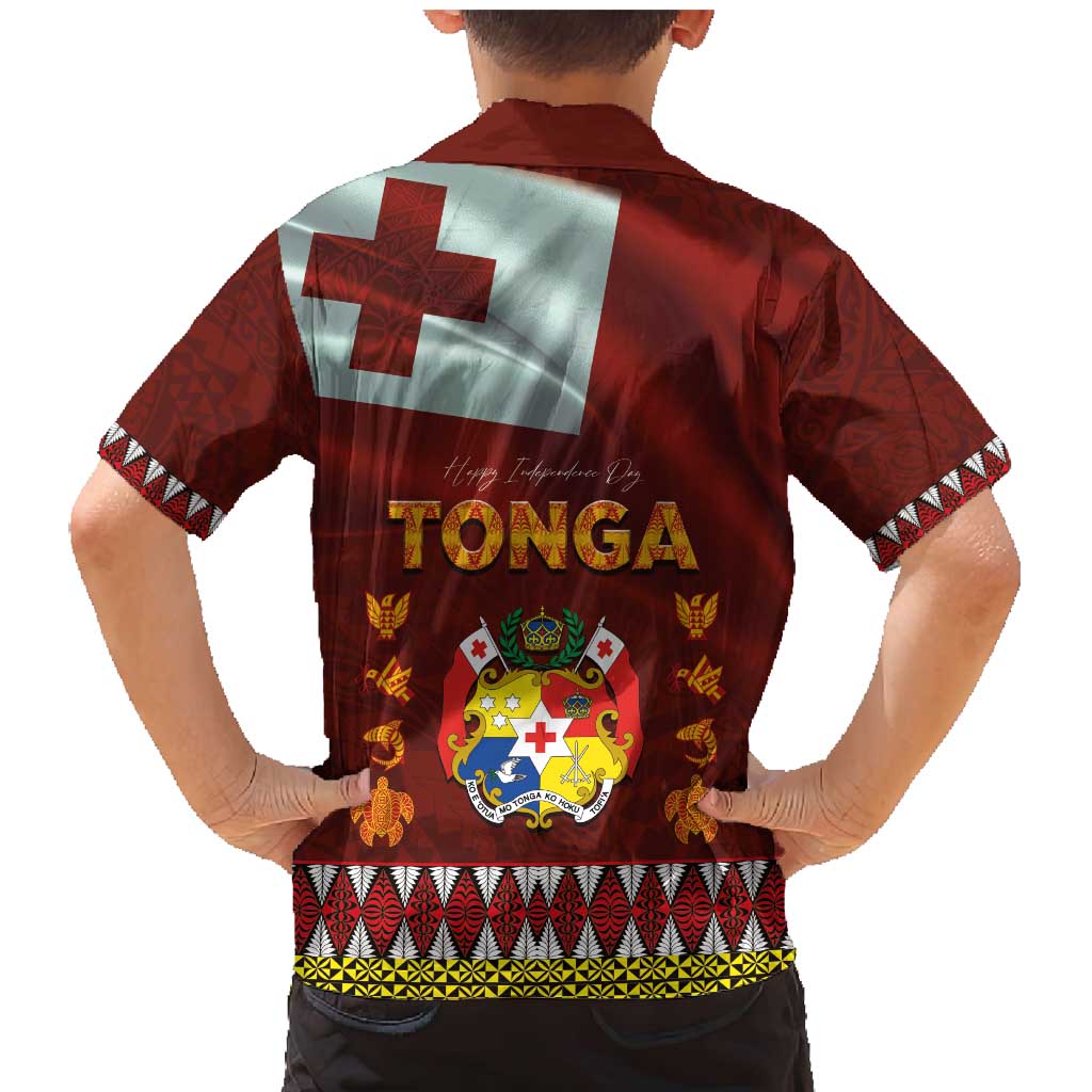 Tonga Independence Day Family Matching Mermaid Dress and Hawaiian Shirt National Flag and Emblem with Ngatu Art Pattern