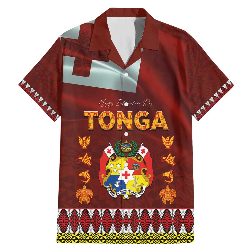Tonga Independence Day Family Matching Mermaid Dress and Hawaiian Shirt National Flag and Emblem with Ngatu Art Pattern