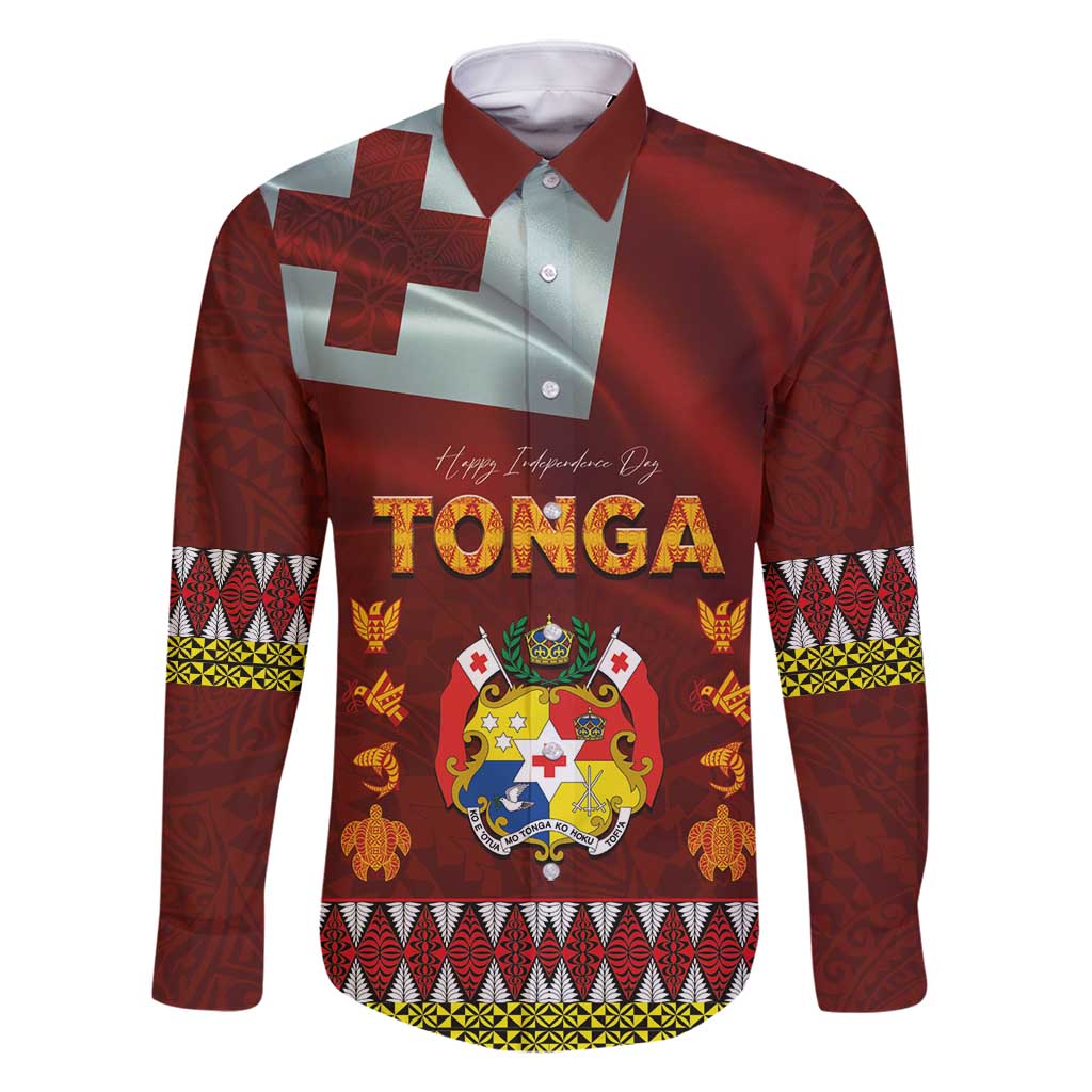 Tonga Independence Day Family Matching Mermaid Dress and Hawaiian Shirt National Flag and Emblem with Ngatu Art Pattern