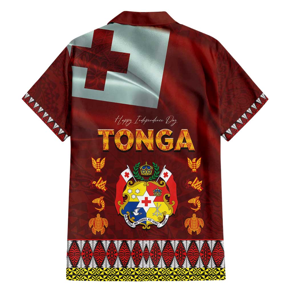 Tonga Independence Day Family Matching Puletasi and Hawaiian Shirt National Flag and Emblem with Ngatu Art Pattern