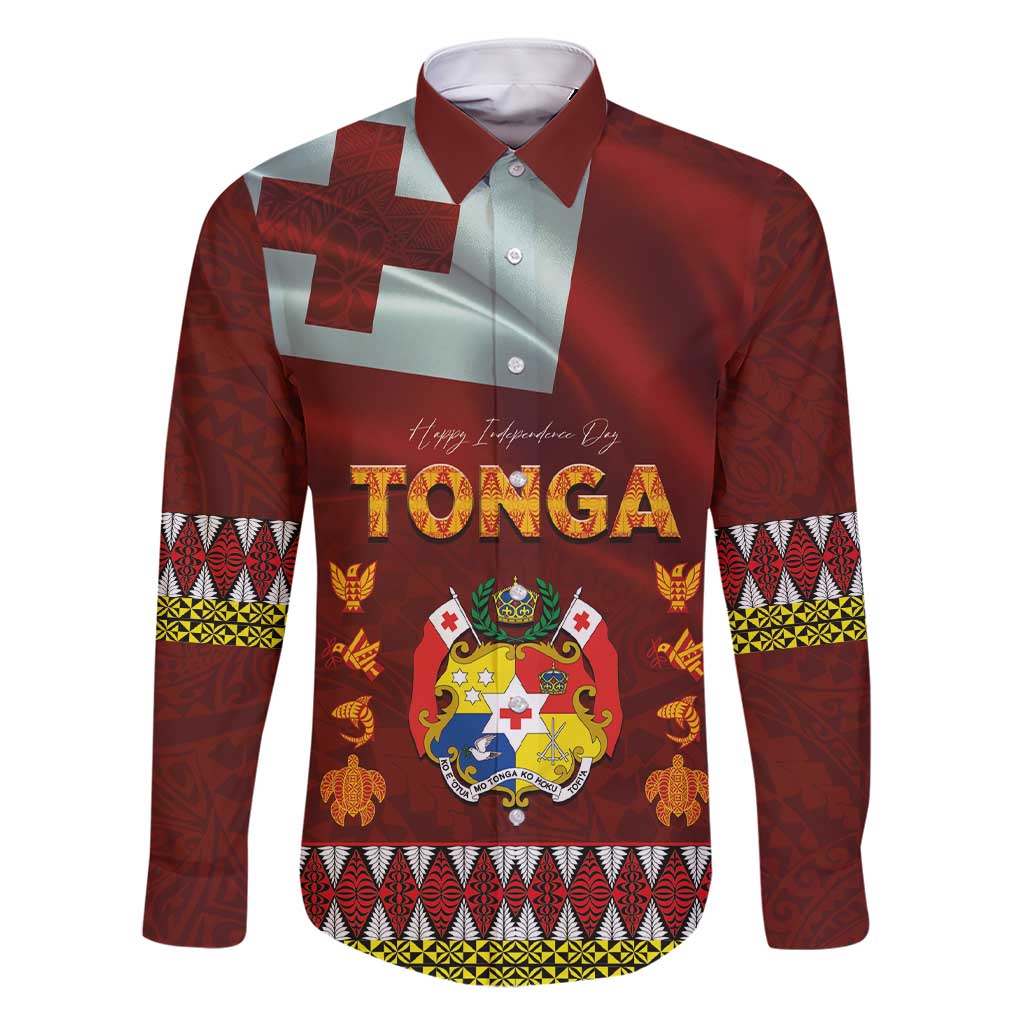 Tonga Independence Day Family Matching Short Sleeve Bodycon Dress and Hawaiian Shirt National Flag and Emblem with Ngatu Art Pattern
