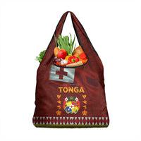 Tonga Independence Day Grocery Bag National Flag and Emblem with Ngatu Art Pattern LT03 1-pack One Size Red - Polynesian Pride