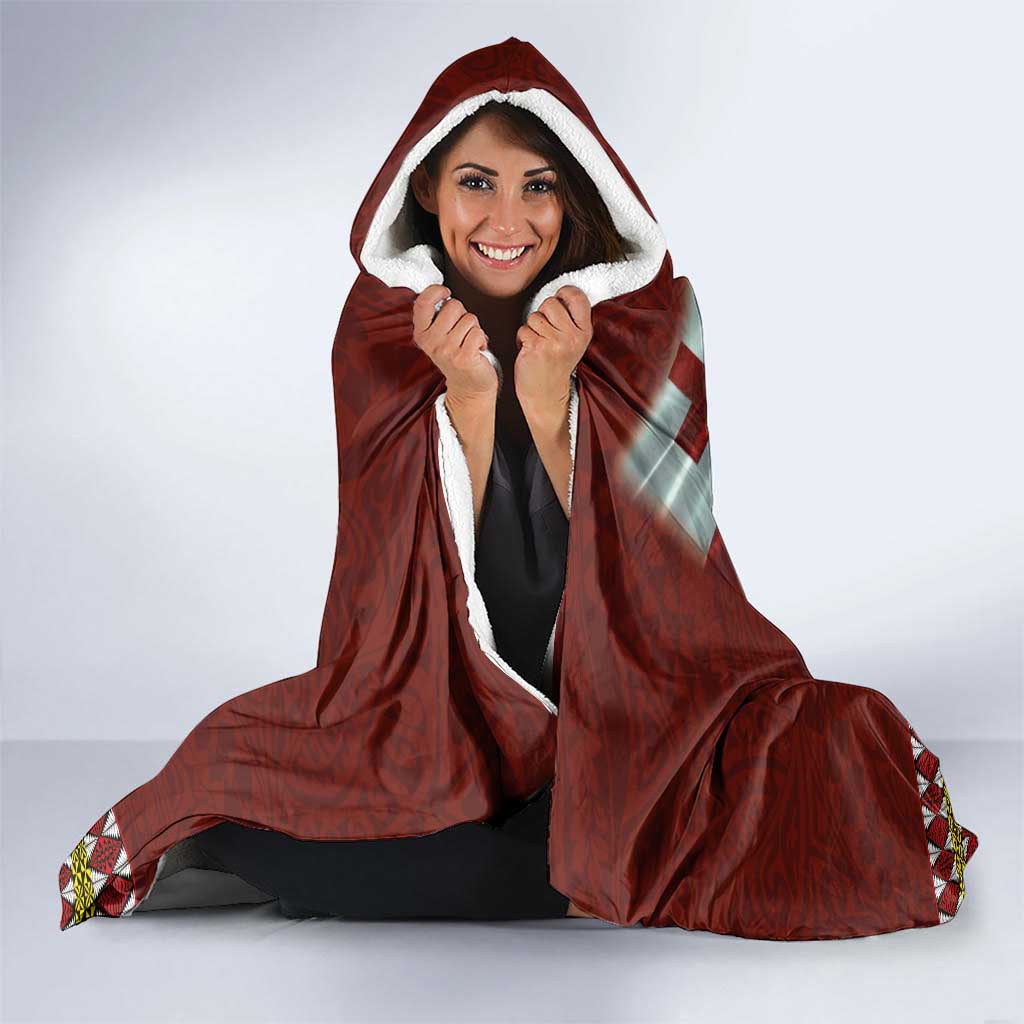 Tonga Independence Day Hooded Blanket National Flag and Emblem with Ngatu Art Pattern LT03 - Polynesian Pride