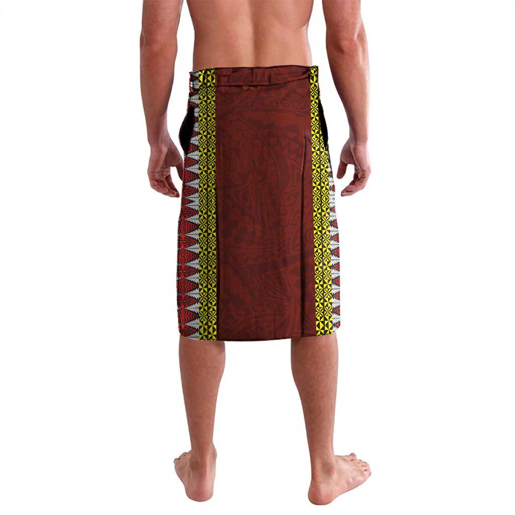 Tonga Independence Day Lavalava National Flag and Emblem with Ngatu Art Pattern
