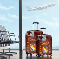 Tonga Independence Day Luggage Cover National Flag and Emblem with Ngatu Art Pattern
