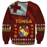 Tonga Independence Day Sweatshirt National Flag and Emblem with Ngatu Art Pattern LT03 - Polynesian Pride