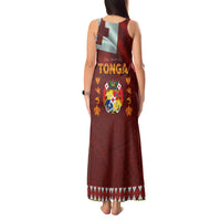 Tonga Independence Day Tank Maxi Dress National Flag and Emblem with Ngatu Art Pattern