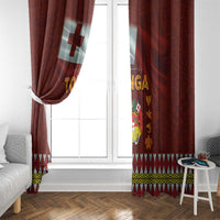 Tonga Independence Day Window Curtain National Flag and Emblem with Ngatu Art Pattern LT03 - Polynesian Pride