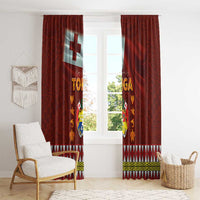 Tonga Independence Day Window Curtain National Flag and Emblem with Ngatu Art Pattern LT03 - Polynesian Pride