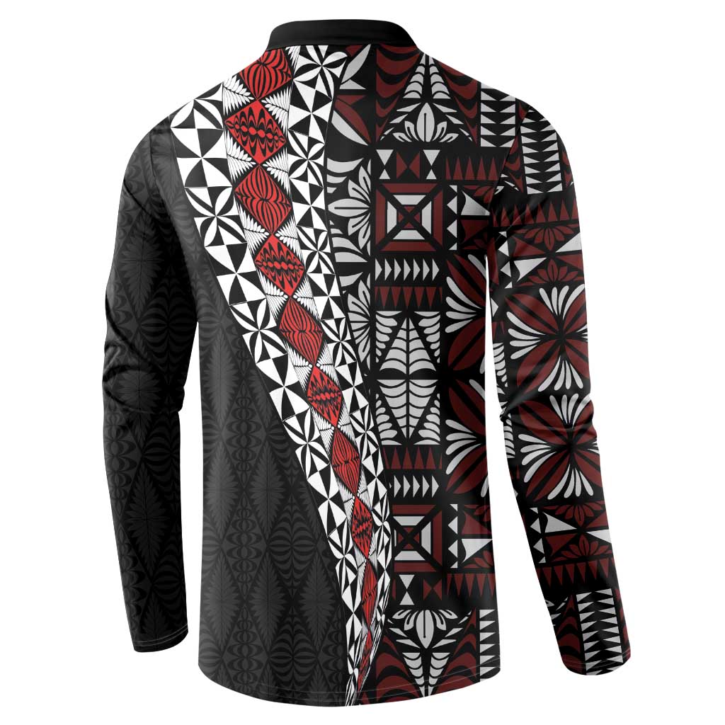 Tonga Ngatu Art Tattoo Polynesian Button Sweatshirt LT03 - Polynesian Pride