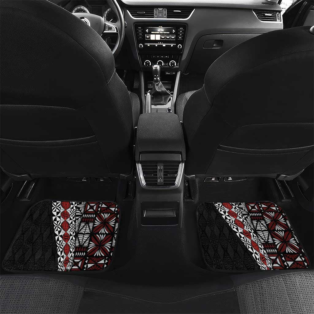Tonga Ngatu Art Tattoo Polynesian Car Mats LT03 Set 2pcs - Back Black - Polynesian Pride
