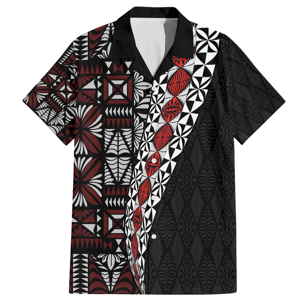 Tonga Ngatu Art Tattoo Polynesian Family Matching Long Sleeve Bodycon Dress and Hawaiian Shirt