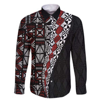 Tonga Ngatu Art Tattoo Polynesian Family Matching Off The Shoulder Long Sleeve Dress and Hawaiian Shirt