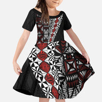 Tonga Ngatu Art Tattoo Polynesian Family Matching Off Shoulder Maxi Dress and Hawaiian Shirt