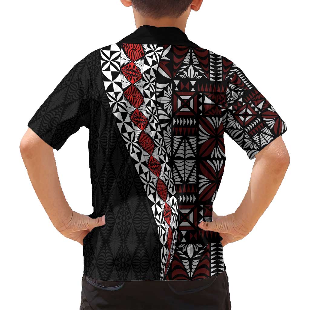 Tonga Ngatu Art Tattoo Polynesian Family Matching Off Shoulder Short Dress and Hawaiian Shirt
