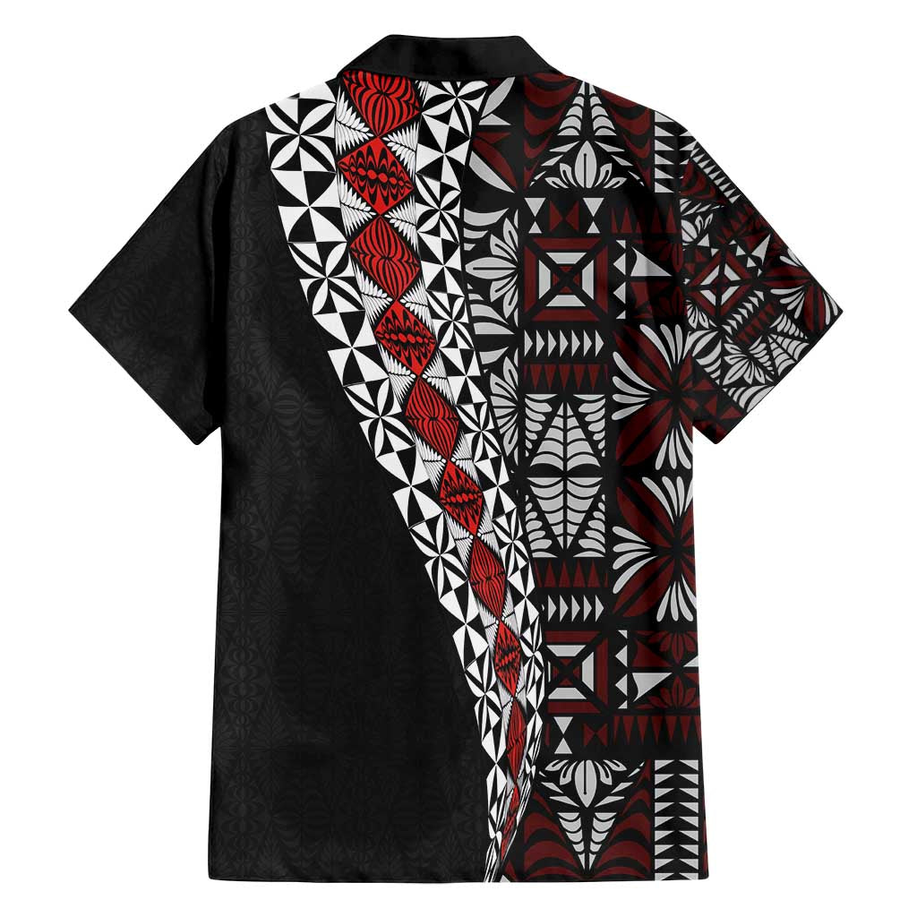 Tonga Ngatu Art Tattoo Polynesian Family Matching Off Shoulder Short Dress and Hawaiian Shirt