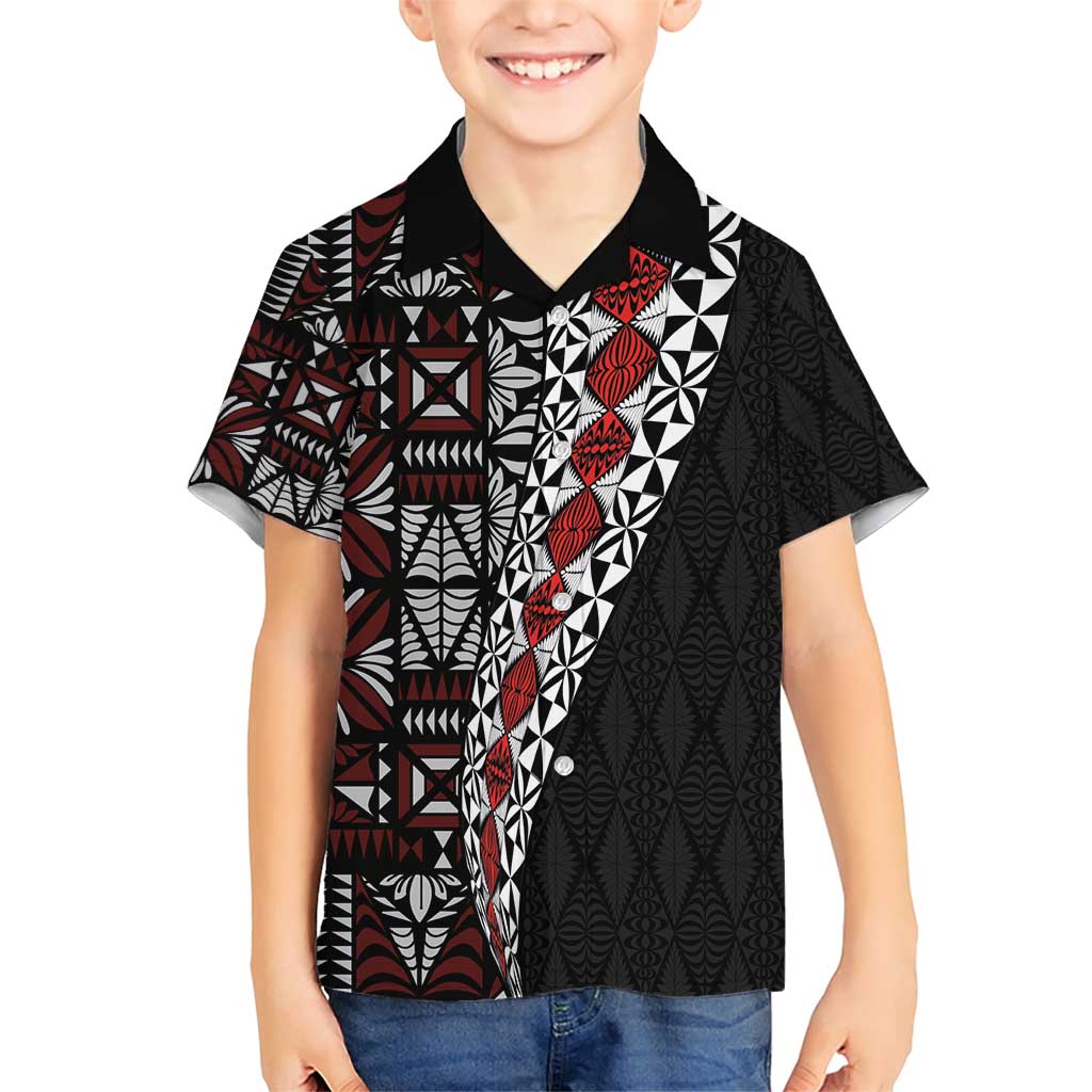 Tonga Ngatu Art Tattoo Polynesian Family Matching Short Sleeve Bodycon Dress and Hawaiian Shirt