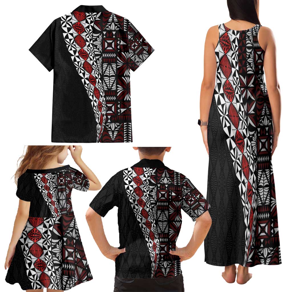 Tonga Ngatu Art Tattoo Polynesian Family Matching Tank Maxi Dress and Hawaiian Shirt