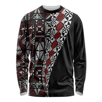 Tonga Ngatu Art Tattoo Polynesian Long Sleeve Shirt LT03 Unisex Black - Polynesian Pride