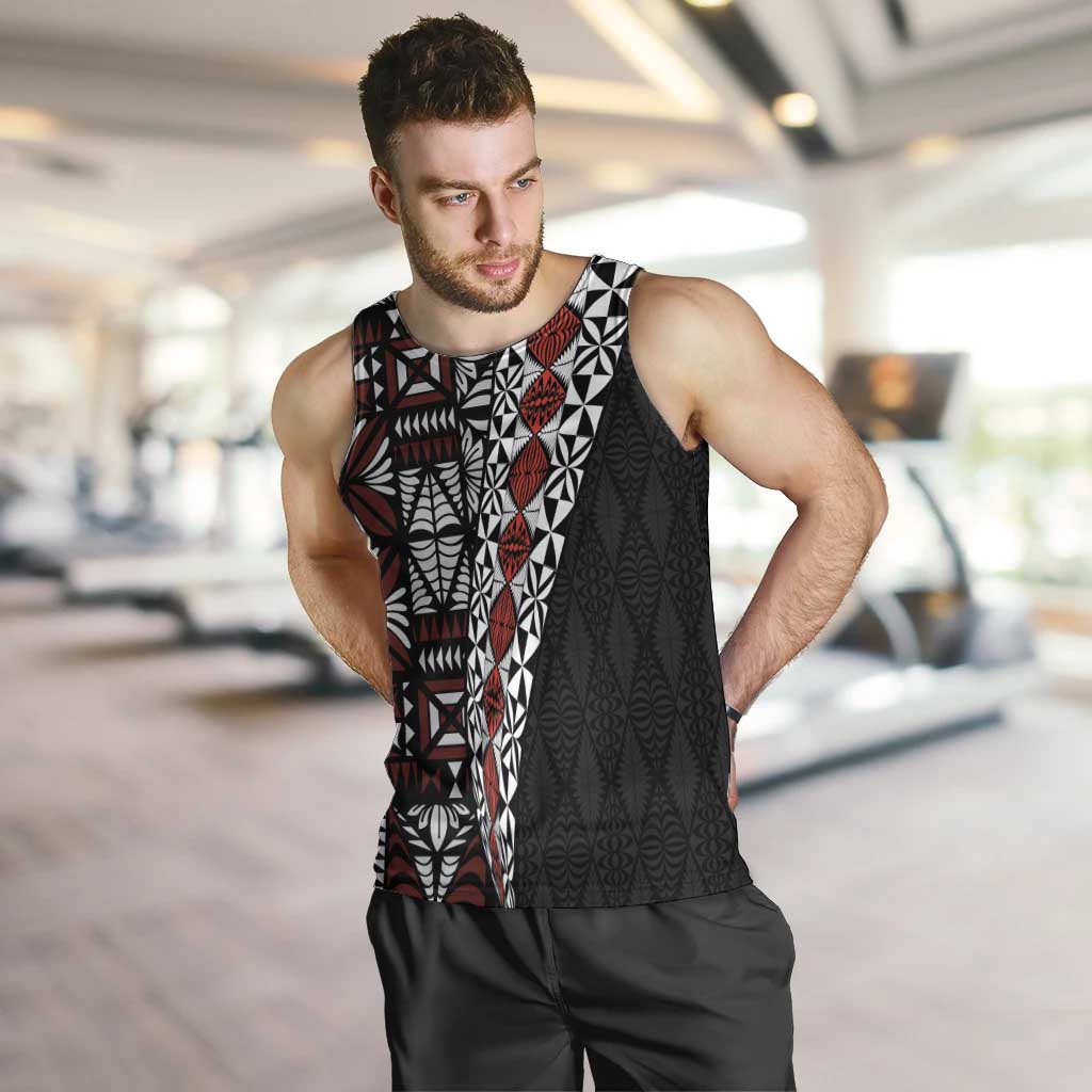 Tonga Ngatu Art Tattoo Polynesian Men Tank Top LT03 Black - Polynesian Pride
