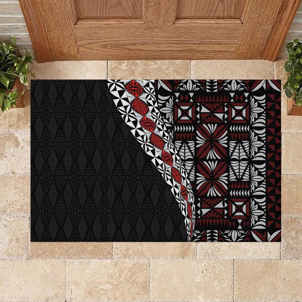 Tonga Ngatu Art Tattoo Polynesian Rubber Doormat LT03 Black - Polynesian Pride
