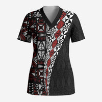 Tonga Ngatu Art Tattoo Polynesian Scrub Top LT03 Adult Black - Polynesian Pride