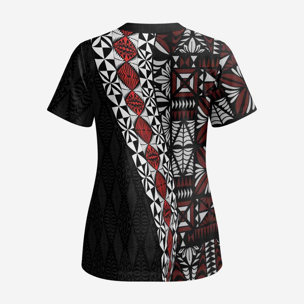 Tonga Ngatu Art Tattoo Polynesian Scrub Top LT03 - Polynesian Pride