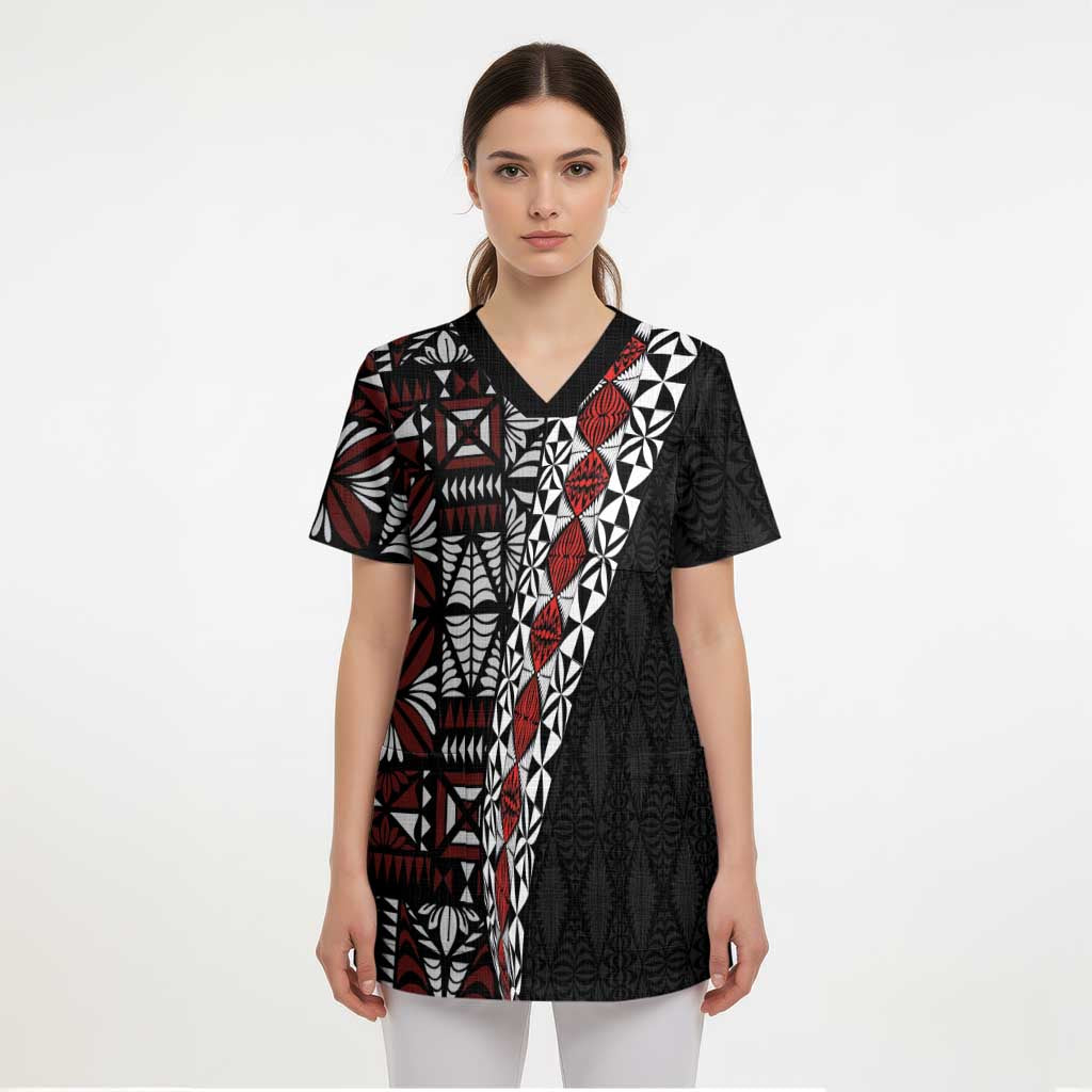 Tonga Ngatu Art Tattoo Polynesian Scrub Top LT03 - Polynesian Pride