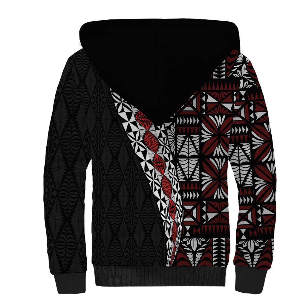 Tonga Ngatu Art Tattoo Polynesian Sherpa Hoodie LT03 - Polynesian Pride