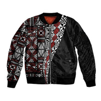 Tonga Ngatu Art Tattoo Polynesian Sleeve Zip Bomber Jacket