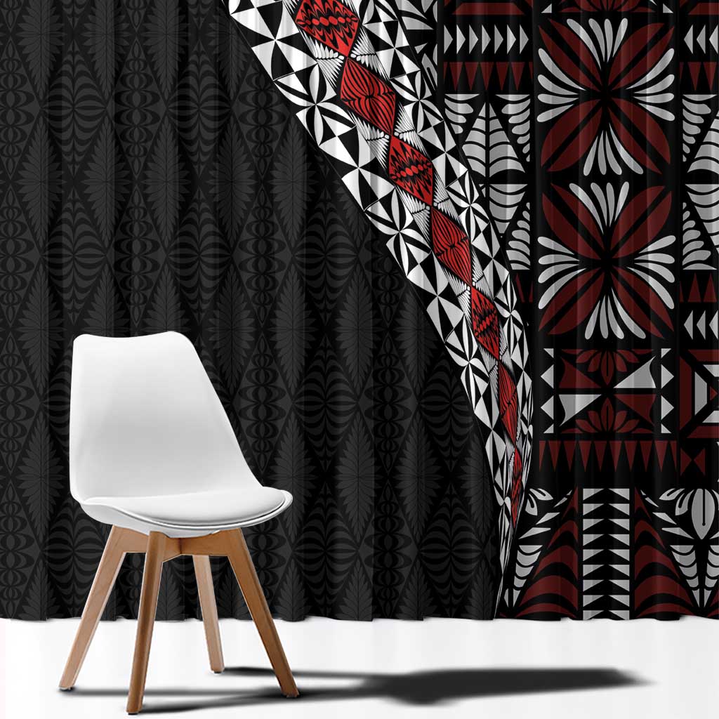 Tonga Ngatu Art Tattoo Polynesian Window Curtain LT03 - Polynesian Pride
